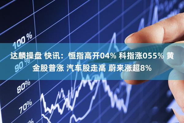 达麟操盘 快讯：恒指高开04% 科指涨055% 黄金股普涨 汽车股走高 蔚来涨超8%