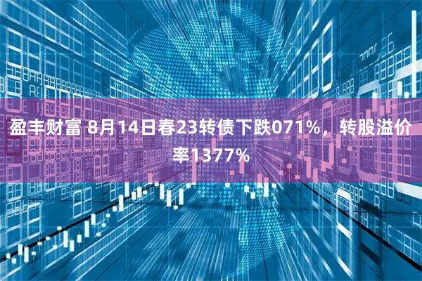 盈丰财富 8月14日春23转债下跌071%，转股溢价率1377%